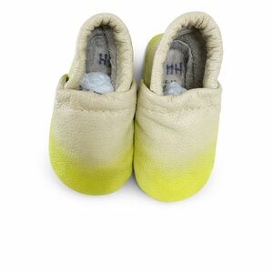 Handcrafted Baby Leather Moccasins Lime Green 6-12 Months Soft Sole Infant Shoes